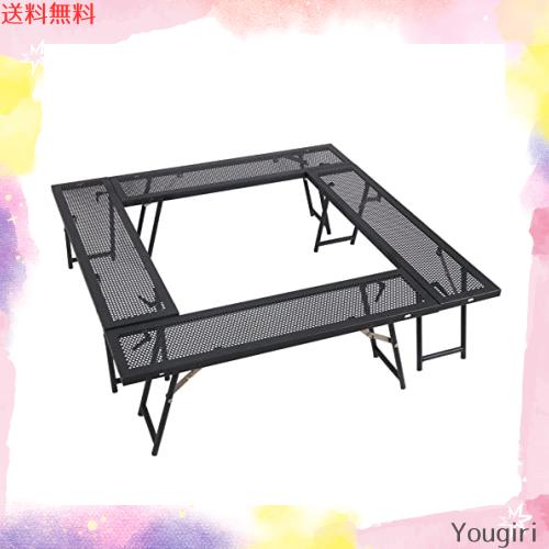 SUN-YE 焚き火テーブル アウトドア 囲炉裏 自由な組み合わせで使えるシェイプ 収納ケース付 アウトドア アイアン囲炉裏テーブル マルチフ