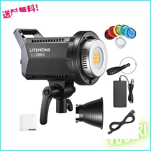 Godox Litemons LA200Bi LEDビデオライト 230W Bowensマウント 0-100%無段階調光 2800-6500k二重色温度 1.4kg超軽量デザイン 84800lux@1m