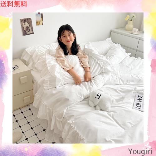 布団カバー 3点セット 4点セット フリル付き布団カバー 寝具カバー 洋式・和式兼用 ベッドカバー 掛け布団カバー ボックスシーツ 枕カバの通販は 6,149円