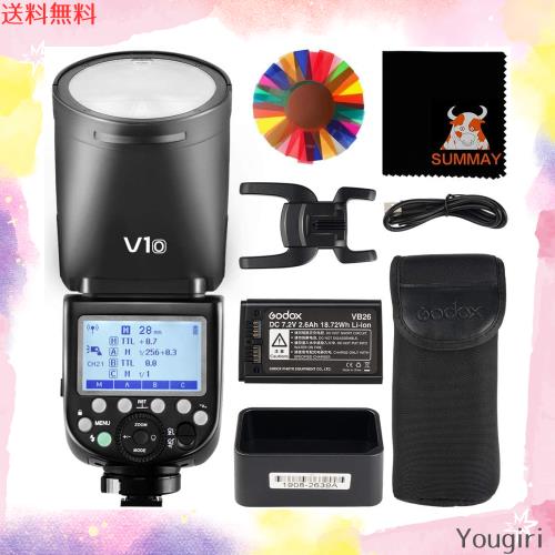GODOX V1Oラウンドヘッドカメラフラッシュスピードライト10レベルLEDモデリングランプ76Ws TTL 1 / 8000s HSS 1.5sリサイクル時間480フルの通販は 42,866円