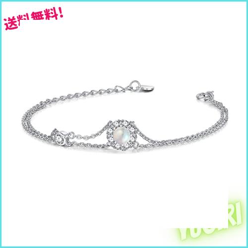 ブレスレット レディース 天然石 ムーンストーン 6月 誕生石 2連 お花 シルバー 女性 アクセサリー ホワイトデー お返し 誕生日 母の日