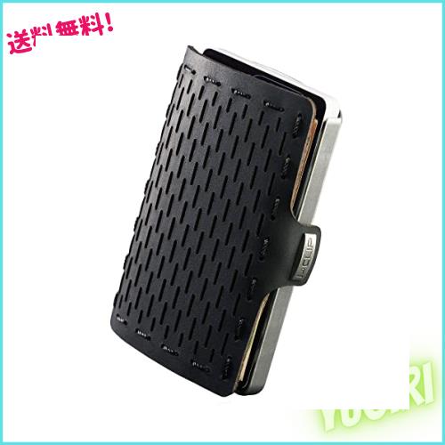 [I-CLIP] オリジナル - 入れ付き(500円玉) - シルバーフレームブラック - レザーウォレット - マネークリップ付きクレジットカード