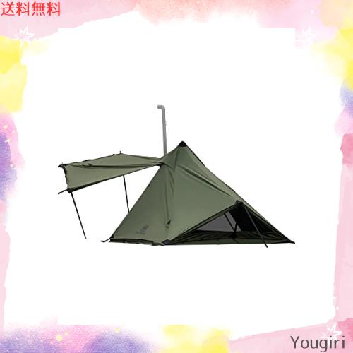 OneTigris CONIFER テント ソロテント 軍幕テント ポリコットンT/C 二股ポール 二又フレーム 煙突穴付き 焚火可 撥水 通気 遮光 簡単設営の通販は