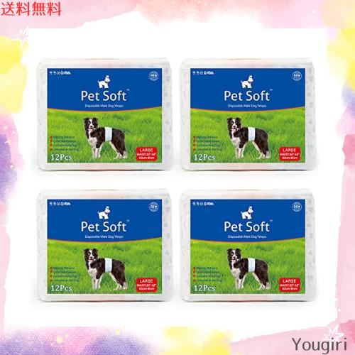 犬 おむつ 男の子用おむつカバー パック (Lサイズ(12枚*4パック))　ズレずに安心 高吸収性 漏れにくいおむつウェア お漏らし対策 高齢犬の通販は 5,062円
