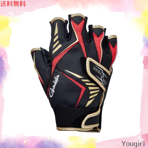 Gamakatsu(がまかつ) ダブルベルトフィッシンググローブ(5本切) GM7294 ブラック/ゴールド L