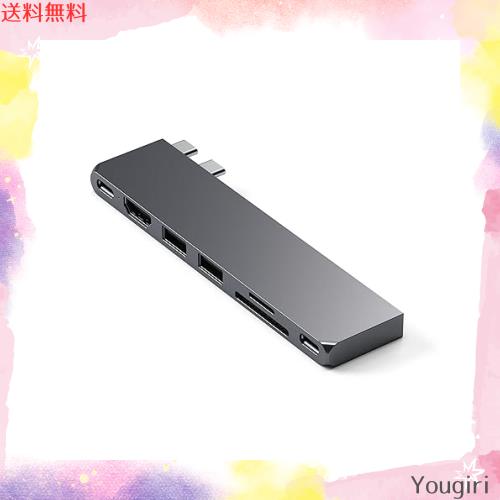 Satechi USB-C Pro ハブ スリム (スペースグレイ) USB 4, 4K HDMI, USB3.2 Gen 2, SD/TF カードスロット, 100W USB C PD (MacBook Pro/Ai