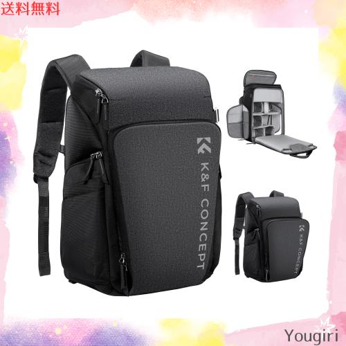 K＆F Concept カメラバッグ カメラバックパック カメラリュック 25L 大容量 おしゃれ 2気室 多機能 男女兼用 一眼レフバック 容量拡張可 の通販は
