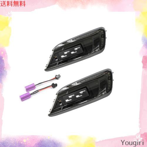 2 個車 LED ダイナミック ターン シグナル ライト、スモーク ブラック レンズ イエロー LED ダイナミック サイド マーカー ライトCompatiの通販は