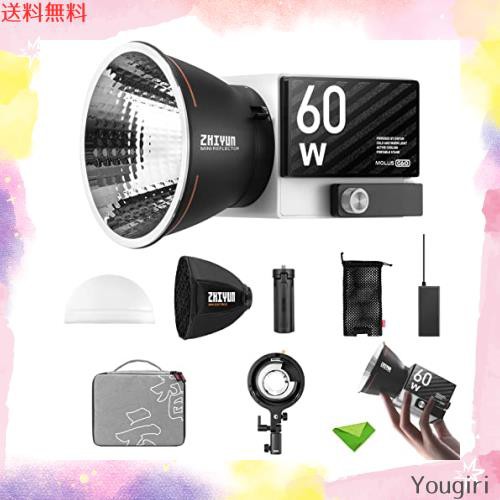 Zhiyun Molus G60 Combo 60W LED ビデオ ライト CCT 2700K~6500K、ZY ...