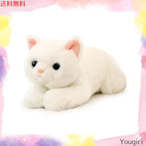ネコ ぬいぐるみ リアル 白猫 かわいい 50cm ふわふわ もちもち クッション 背当たれ 抱き枕 添い寝 生々しい 横向き寝 お揃い ソファーの通販は