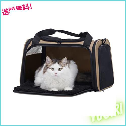 PETSFIT 犬 キャリー バッグ 猫キャリー 中・大型猫用・小型犬・うさぎ用 飛び出し防止リード付き 車載/ドライブ/キャンピング/旅行/通院の通販は