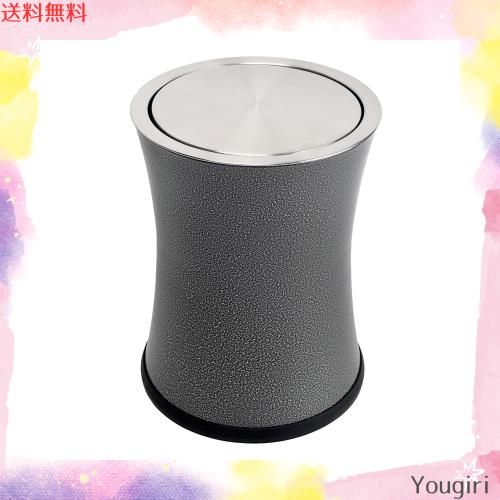 KInGSUnSゴミ箱 スチール製 小さい6l オフィス おしゃれ ごみ箱 スイングカバー インナーボックスなし ゴミ入れ グレー カラー モダンな