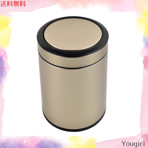KInGSUnS ゴミ箱 高級 ホテル 塵箱 蓋付き ステンレススチール 8リットル 小さい ゴミ箱 円筒形 ゴールデン カラー おしゃれ オフィス リの通販は