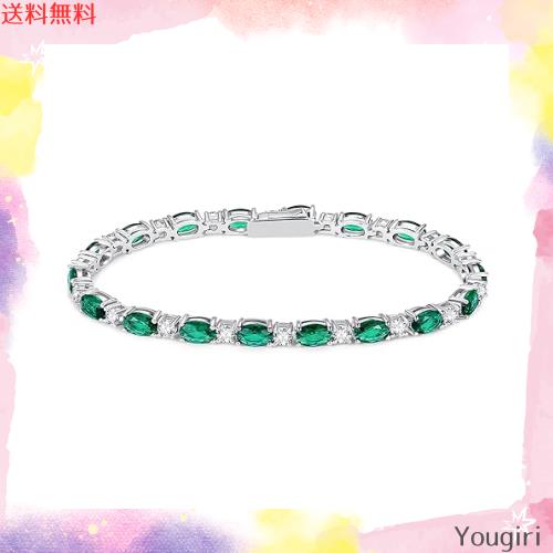 FANCIME テニス ブレスレット レディース 合成 エメラルド 5月 誕生石