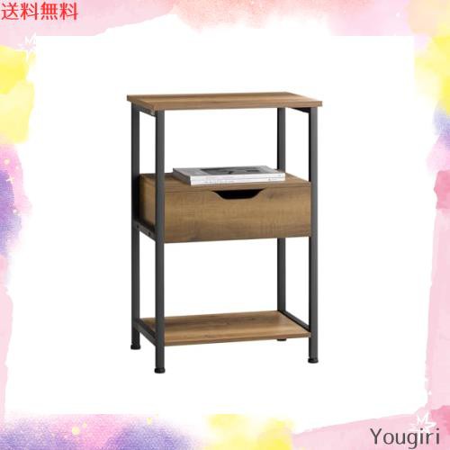 SoBuy サイドテーブル ナイトテーブル ベッドサイドテーブル コンパクト 木目調 幅45×奥30×高さ70cm 引き出し付き おしゃれXX 電話台 の通販は 10,121円