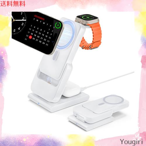 【新モデル 10000mah 大容量】 RORRY magsafe充電器 3in1 ワイヤレス 充電器 モバイルバッテリー アップルウォッチ 充電器 iphone 同時充の通販は