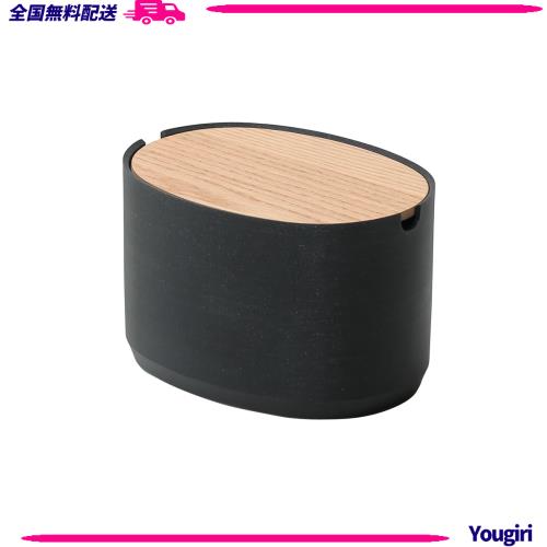 ideaco (イデアコ) 小物 卓上 蓋付き添い人 納める 幅21.5？奥ふかさ15.5？高さ13.5糎 Oval Box M High stone sand black/オーバルボックス席 M大きさ 高