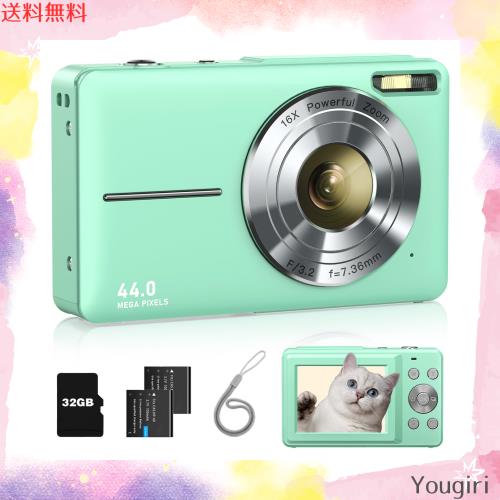 Lecran デジタルカメラ デジカメ 4400万画素 1080P動画撮影 オートフォーカス AF機能 HDカメラ 手ブレ補正 軽量 携帯便利 USB C充電 2.4