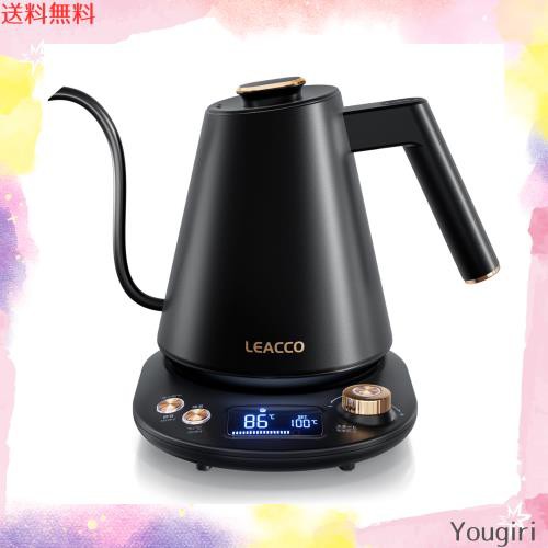 LEACCO 電気ケトル 温度調節 コーヒーポット 2種湯沸かしモード ドリップケトル 細口 急速沸騰 1.0L 電気ポット ケトル 2時間保温/ 5℃単の通販は