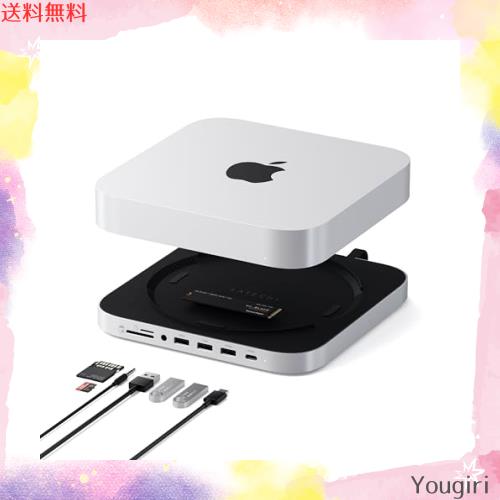 Satechi USB-C スタンドハブ NVMe/SATA SSDスロット (M1 M2 Mac Mini対応) USB-Cデータポート(10Gbps), Micro/SDカードスロット, USB-A(1
