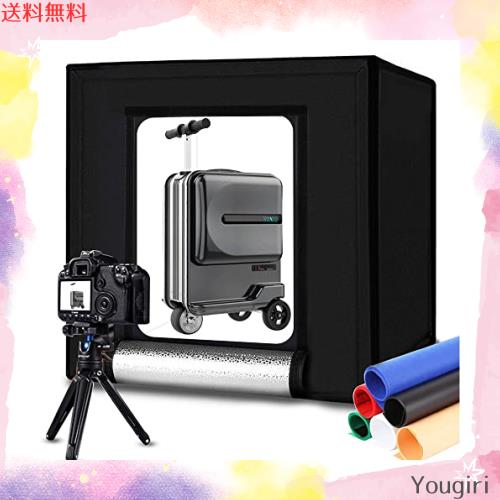 DUCLUS 撮影ボックス 60cm 折りたたみ 大型写真撮影キット 2つの可動超高輝度LEDストリップ 5500K無段階調光 6色背景 商品撮影用の通販は