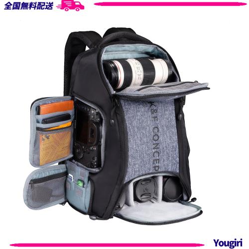 K＆F Concept カメラバック カメラリュック リュックサック バックパック 大容量 2気室 おしゃれ nikon canon Sigma Tamron sonyなどカメ