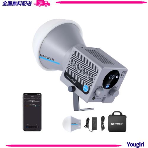 NEEWER HS60B ミニビデオライト 定常光ライト APP制御 60W 手持ち 軽量 二色 COB LED連続出力照明 撮影用ライト 35000lux/1m 2700-6500K