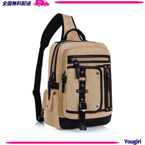 Leaper(リーパー) ボディバッグ ワンショルダー メンズ 帆布 リュック 大容量 14インチPC対応 キャンバス 通勤 通学 旅行 多機能 3003カの通販は 5,757円