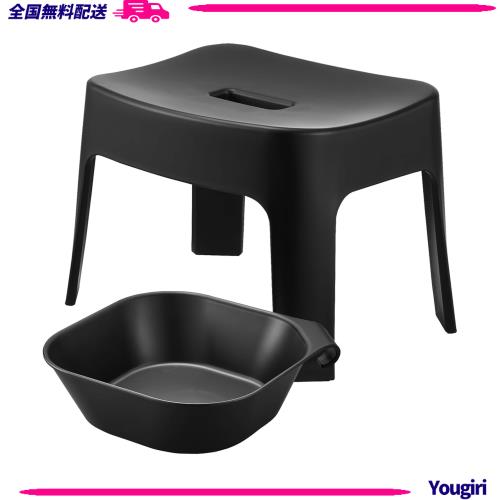 山崎実業(Yamazaki) マグネット風呂イス 座面高25cm + マグネット＆引っ掛け湯おけ Lサイズ 【2点セット】 tower お風呂 バスルーム 浮か