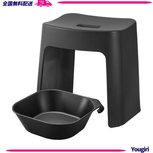 山崎実業(Yamazaki) 洗いやすい マグネット風呂イス 座面高32cm + マグネット＆引っ掛け湯おけ Lサイズ 【2点セット】 tower お風呂 バス
