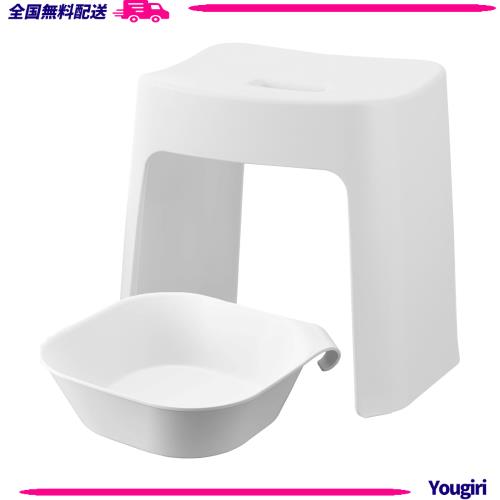 山崎実業(Yamazaki) 洗いやすい マグネット風呂イス 座面高32cm + マグネット＆引っ掛け湯おけ Lサイズ 【2点セット】 tower お風呂 バス