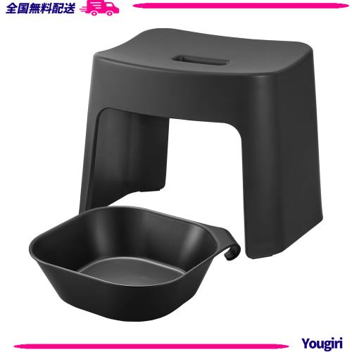 山崎実業(Yamazaki) 洗いやすい マグネット風呂イス 座面高26cm + マグネット＆引っ掛け湯おけ Lサイズ 【2点セット】 tower お風呂 バス