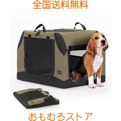 Petsfit 犬 折りたたみケージ ソフトクレート 回転式パイプ ペット ...