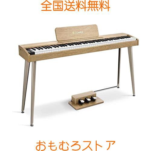 Donner 電子ピアノ 88鍵盤 でんしぴあの ベロシティセンシティブ鍵盤 タッチ MIDI 3本ペダル スタンド アダプター付 温かみを感じる木製 の通販は