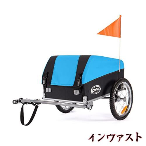 CXWXC サイクルトレーラー 自転車 トレーラー 折りたたみ 耐荷重40kg 防水カバー付き ブルー(CX-20218)の通販は