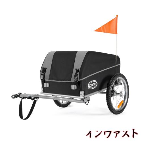 CXWXC サイクルトレーラー 自転車 トレーラー 折りたたみ 耐荷重40kg 防水カバー付き ブラック (CX-20218)の通販は