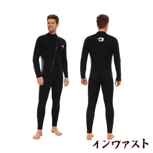 Owntop メンズ ウェットスーツ 5mmネオプレン フルスーツ - ストレッチ UVカット ダイビング スーツ フロントジッパー 保温 ワンピース の通販は