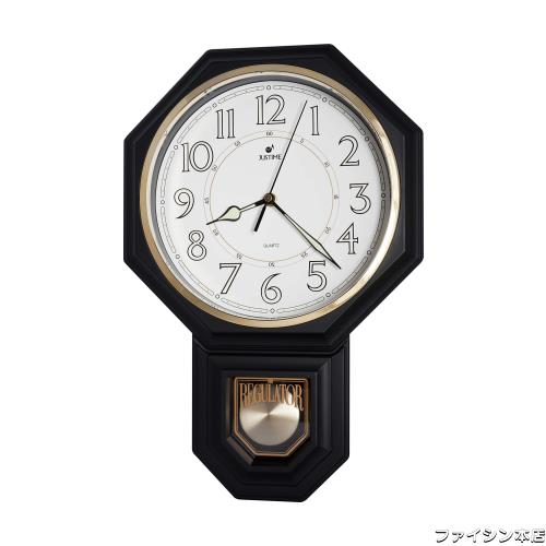JUSTIME スクールハウス 夜光 振り子時計 掛け時計 振り子付き チャイミング ウェストミンスター メロディー付き 壁掛け時計 柱時計 かけの通販は