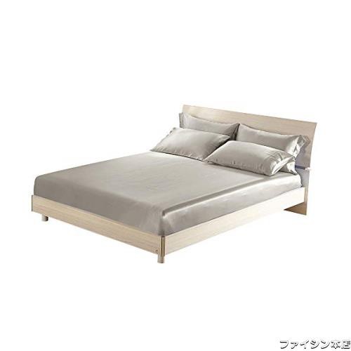 【LilySilk】【縫い目なし】19匁シルクボックスシーツ【シルバーグレー】セミダブル（120x200x30cm）の通販は