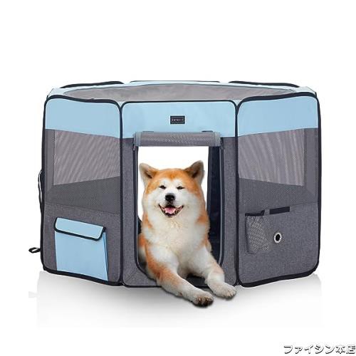 petsfit 折りたたみサークル 八角形 プレイサークル 犬猫兼用 猫の分娩室 メッシュ 屋根付き 屋内 屋外 収納バッグ付き S/M/L  ピンク/ブ｜au PAY マーケット