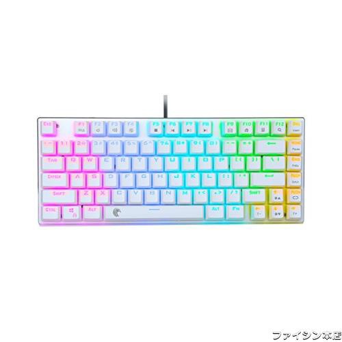 e元素ゲーミングキーボード 茶軸81キーアンチゴーストキー メカニカル式ゲーム用キーボード RGB発光LEDバックライト付き 英語配列USB有線の通販は