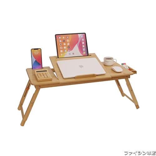 OIWAI ノートパソコンデスク ベッドテーブル ローデスク ベッドデスク 折り畳み テーブル 木製 ラップデスク ローテーブル 高さ調整 角度の通販は 7,687円