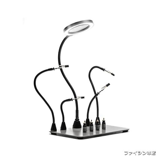 SainSmart 磁気はんだごてスタンド 5倍LED拡大鏡ライト 4磁性フレキシブルアーム 4 PCBホルダー チール製ベース付き はんだごて固定ツーの通販は 9,638円