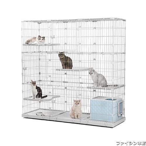 PETEPELA(ぺテぺラ) 猫 ケージ 大型 3段 広い 2段 多頭飼い キャットケージ 多頭用 キャスター ローラー 大きい 可愛い 増やせる ワイド の通販は