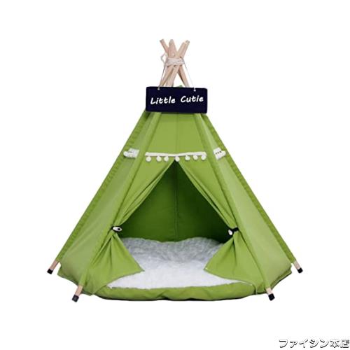 ペット テント 秋冬用 ペット ハウス ペットベッド 犬小屋 猫小屋 暖かい 保温防寒 かわいい マットレス付き 洗濯可能 (M:50*50*60cm, Gr