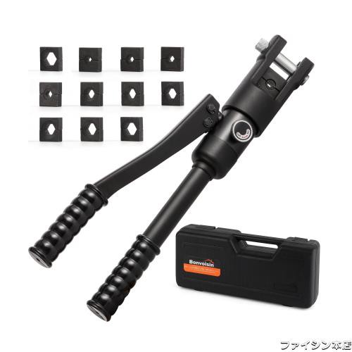Bonvoisin 油圧圧着工具 圧着ペンチ 16-300mm？ ハイドロプライヤー 銅/アルミ端子用 ダイス11種付き 高速型 専用ケース付き 手動 裸端子の通販は 15,392円