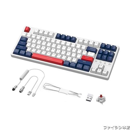 K87 メカニカルキーボード キーボードコイルケーブルセット 87キー無衝突コンパクト Bluetooth5.0/2.4Ghz/Type-Cケーブル ホットスワップの通販は