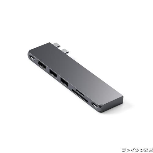 Satechi USB-C Pro ハブ スリム (スペースグレイ) 7 in 2 多機能USB4ポート, 4K 60Hz 出力, USB3.2 Gen 2, SD/MicroSDカードリーダー, 10の通販は