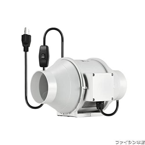 Sidvkut 中間取付形ダクトファン 100mm ダクトファン 中間取付タイプ 強力 大風量 ダクト用換気扇 ABS製 斜流ファン 高低速スイッチ付き の通販は