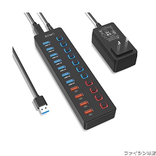 USBハブ JESWO USB3.0 ハブ 電源付き 11ポート USB HUB USB3.0ポートx7 5Gbps高速伝送 + 充電ポートx4 100cmケーブル USB拡張 セルフパワの通販は 6,023円